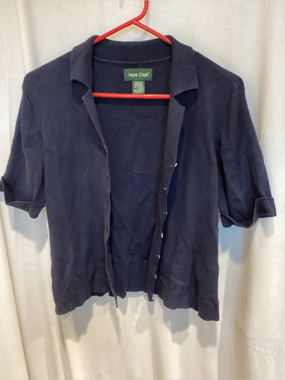 Hunt Club Navy Blue Short Sleeve Knit Cardigan